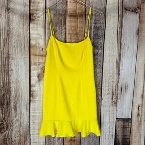Lovers + Friends Dress Teddy Mini Smocked Drop‎ Waist Ruffle Tiered Yellow Small